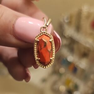 Lady's Kendra Scott Earring Lee Gold Drop Earrings In Red Kyocera Opal, 14K Gold